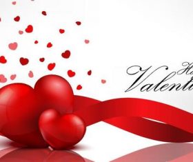 Happy valentines day red ribbon with typography Vector Image