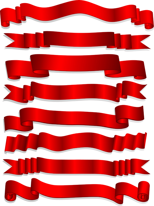 Red ribbons vector