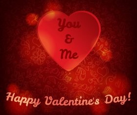 Red valentine card wiht red heart vector design
