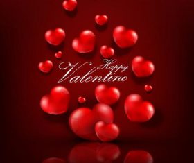 Red valentine card with red heart vectors material