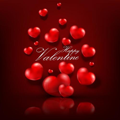 Red valentine card with red heart vectors material