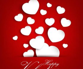 Red valentine card with white hearts vectors 01