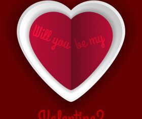 Red with white heart valentine card vector