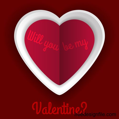 Red with white heart valentine card vector