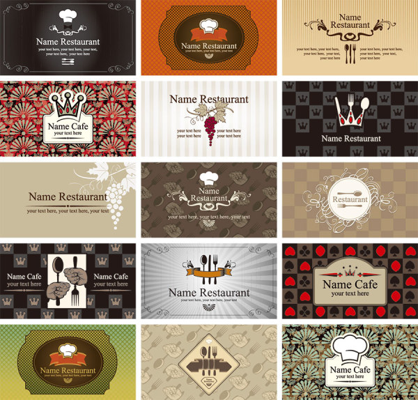 Restaurant business cards 1 vectors graphics