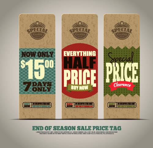 Retro Cardboard tags 3 vector