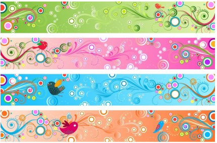 Retro Floral Banners Free vector