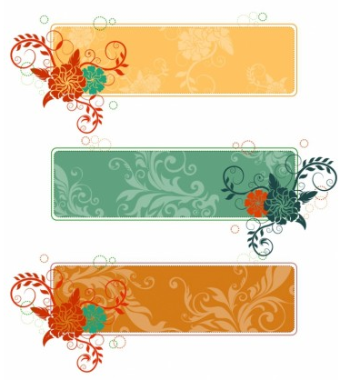 Retro Flower Banners vector graphic