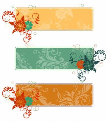 Retro Flower Banners Free vector