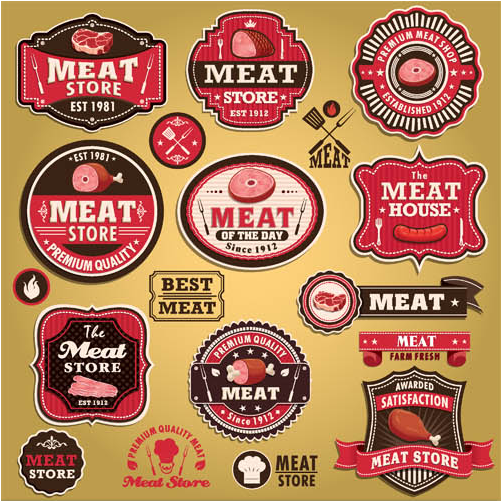Retro Food Labels Set vector graphics