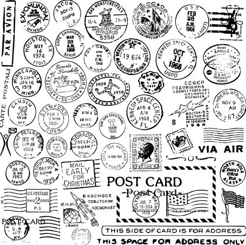 Retro postage stamps vector By Alexzel