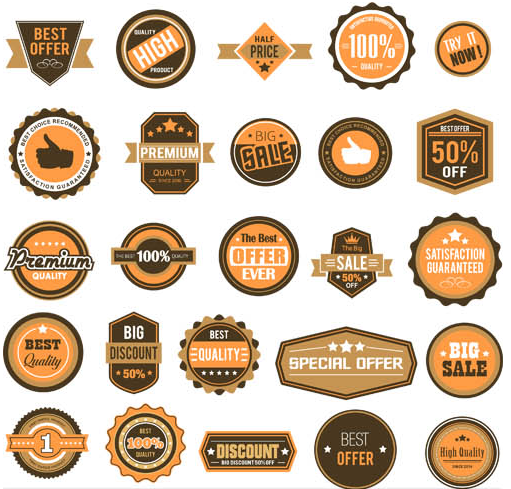 Retro Sale Color Labels vector