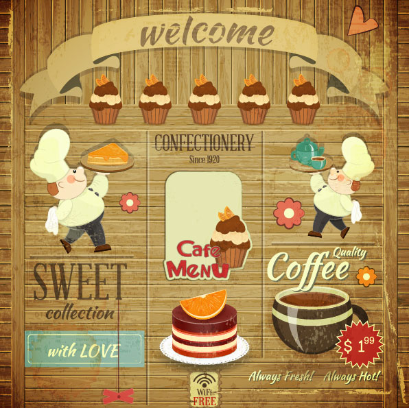 Retro food menu cover 2 vector graphics