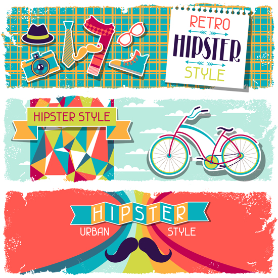 Retro hipster banner 1 vector graphic