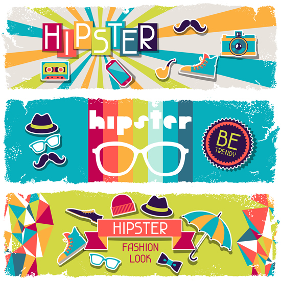 Retro hipster banner 2 vector graphic