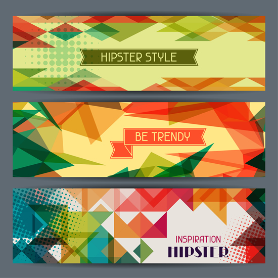 Retro hipster banner 5 vector graphic