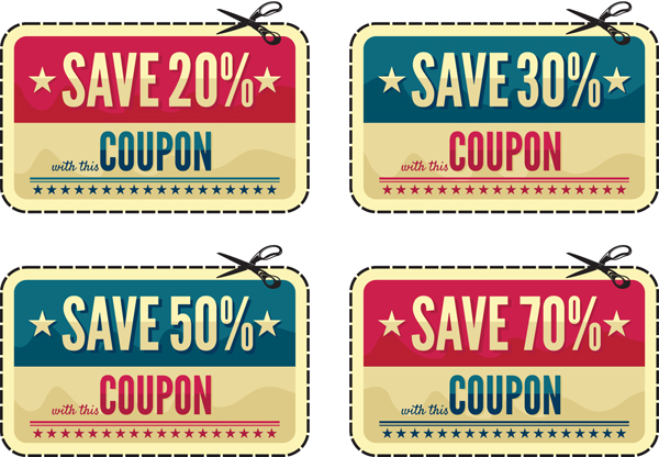 Retro offer labels shiny vector