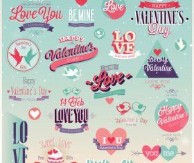 Retro valentine day labels with badge vector