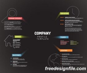 Ribbons infographic dark template vector 02