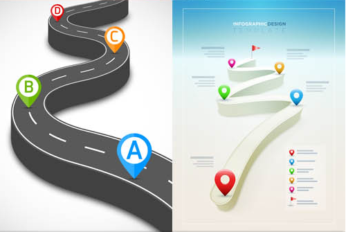 Road Infographics Backgrounds 2 vectors
