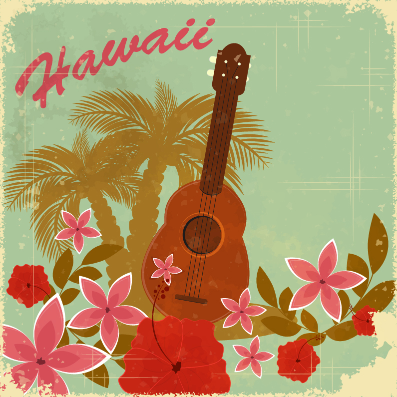 Romantic Hawaii background vector