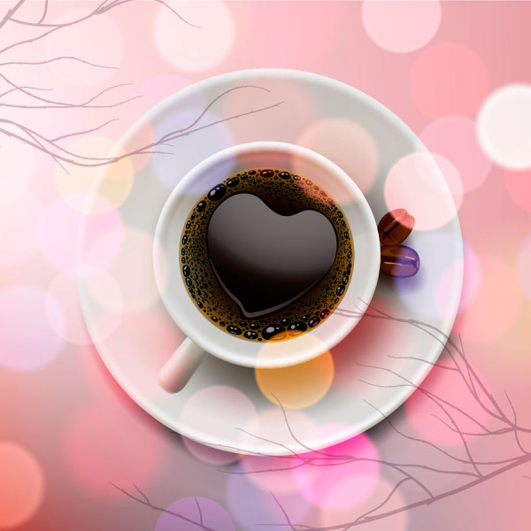 Romantic heart shaped coffee vector