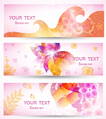 Romantic pink banner set vectors