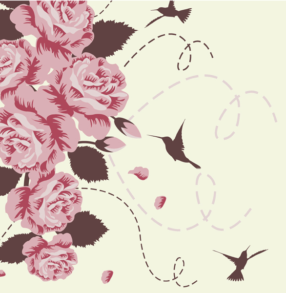 Rose with Bird 4 design vector