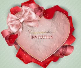 Roses petals with romantic invitation card vector 01