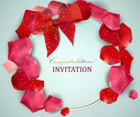 Roses petals with romantic invitation card vector 02