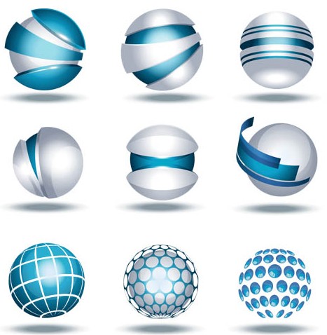 Round 3D Logo vector design