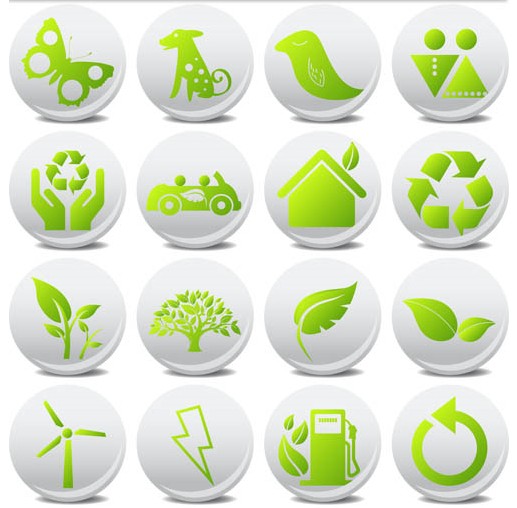 Round Ecology Icons set vector