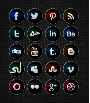 Round black social network icon set vector