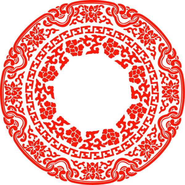 Round floral pattern set vector