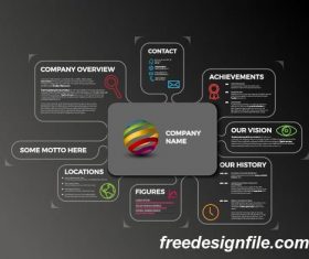 Rounded bubbles center company profile outline dark vector