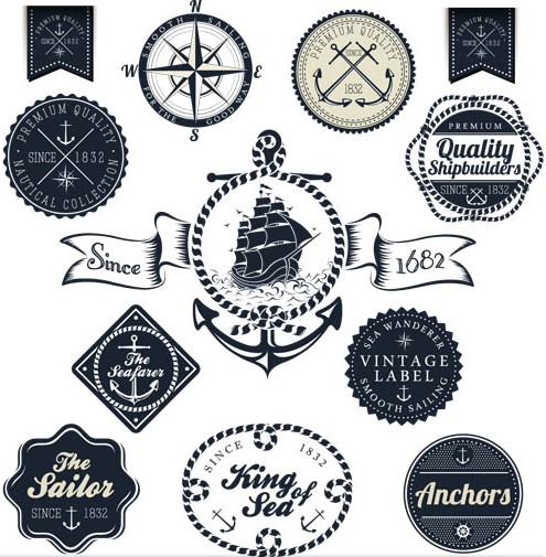 Sailing Labels graphic vectors