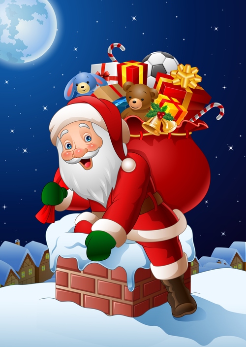 Santa Claus with gifts bag vectors 02