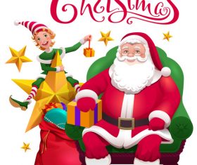 Santa Claus with kids in christmas vector