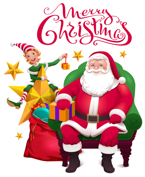 Santa Claus with kids in christmas vector