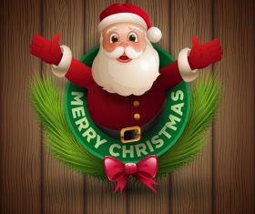 Santa hug labels design vectors 02