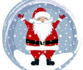 Santa with winter christmas background vector 02