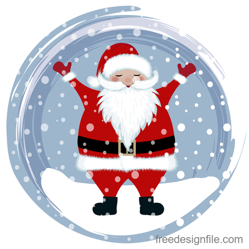 Santa with winter christmas background vector 02