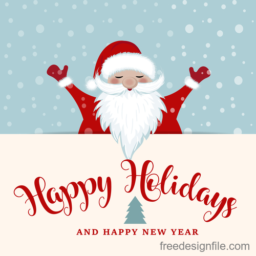Santa with winter christmas background vector 03