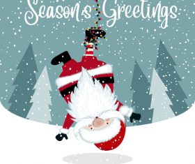 Santa with winter christmas background vector 06