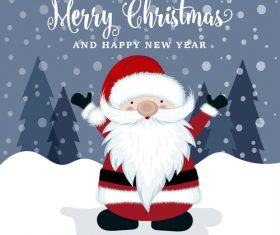Santa with winter christmas background vector 05