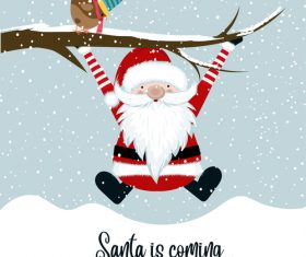 Santa with winter christmas background vector 04