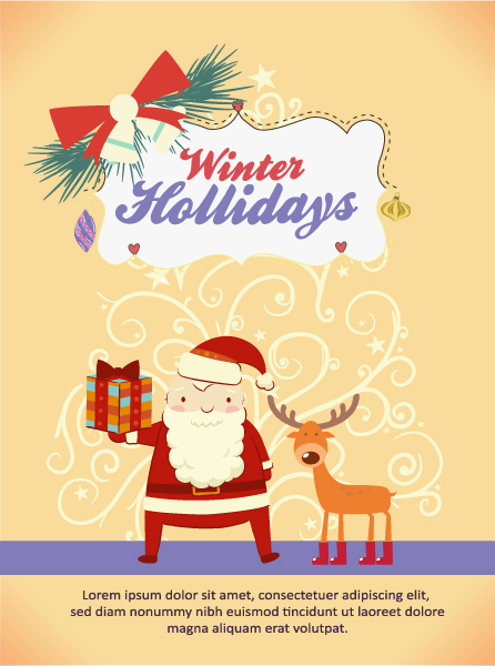 Santand deer holiday background 4 vector