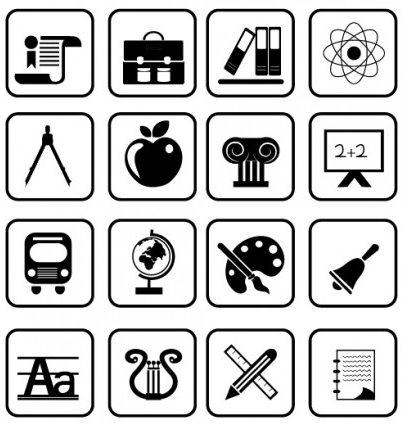 School and Education icons Free Illustration vector