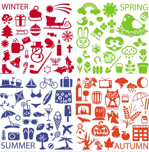 Season Different Icons vector