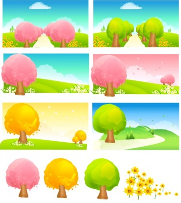 Seasonal changes trees vector